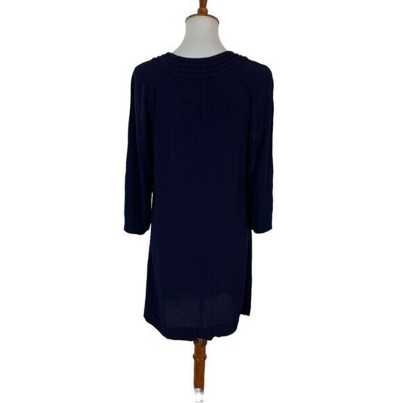 Diane Von Furstenberg Navy Boho Tassel Tie Tunic Dress Rayon Flowy Chic 4 - Picture 5 of 7